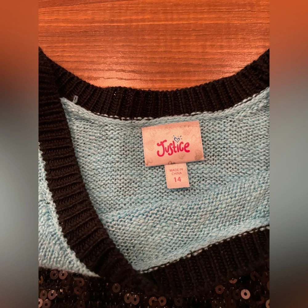 Justice Girls Striped Shimmer Knit Sweater size 14
